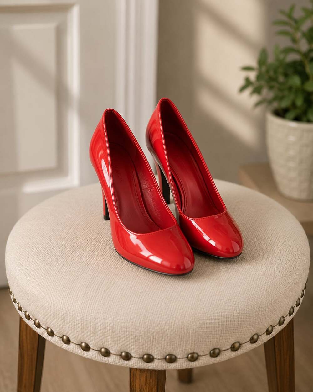 Bella-Vita Zarili Red Patent Block Heel Pumps